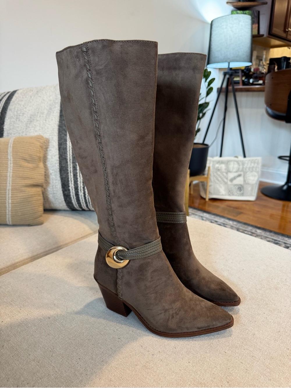 Rio Whip Stitch Tall Western Boots with Memory Foam, Brown Sz 7.5 NWT